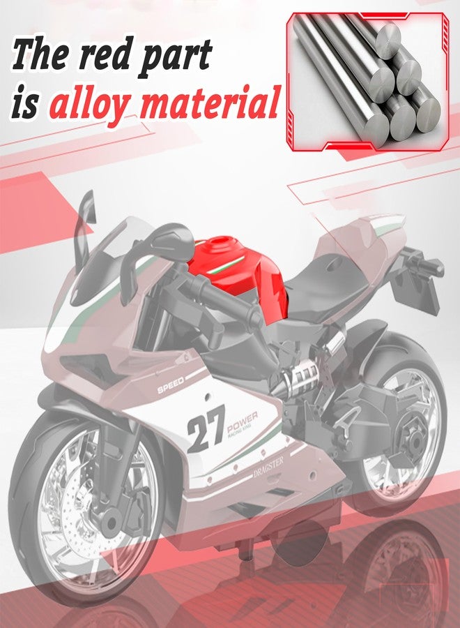 MQDMINI Motorcycle Toy for Metal Die-cast, Toy Motorcycle with Lights, Sounds & Automatic Drive for Boys & Girls Aged 3-12（Red） - Image 4